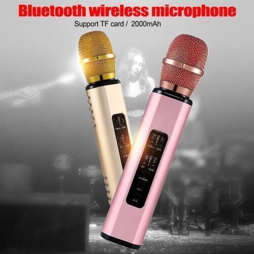 Wireless Microphone Condenser Karaoke Microfone Record Music Metal Mikrofon MIC Bluetooth Speaker for Phone Computer