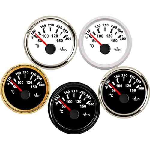 Oil Temperature Gauge Temp Gauges Meter Instrument 52mm 361-19ohm 12-24V 50-150 Degree for Motorcycle Car Truck Yacht Boat