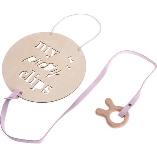 Baby Kids Girls Wood Hair Clip Holder Storage Organizer Wall Hangings Room Decor