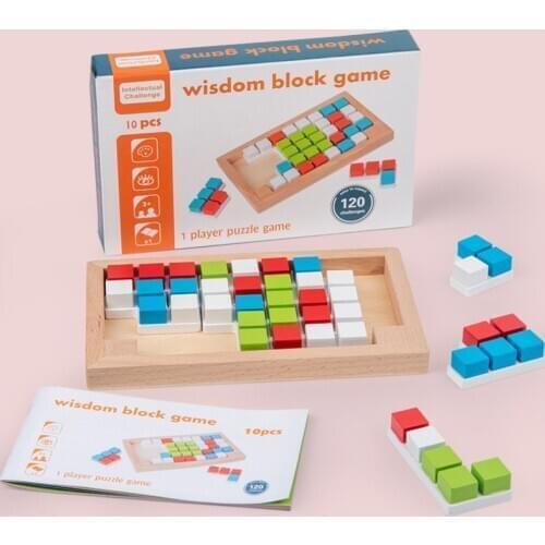 Children Montessori Wooden toy 3D Building Blocks Cube Spatial Thinking Learning Educational Development Toy Kids Gifts