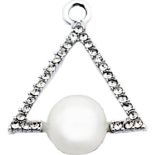 Hot Sale 20pcs/lot Metal Silver Triangle Crystal Lobster Clasp Dangle Charms For DIY Bracelet Necklace Jewelry Making