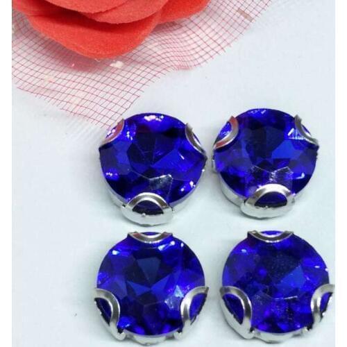 The Stone Flower Sapphire blue Crystal Glass Sewing Rhinestones with D Shape Claw DIY Jeans Woman and Wedding Dresses