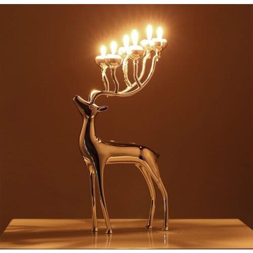 Creative deer-shaped metal candlestick candle holder, 6-arm candlestick, 18 free candles