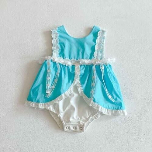 Summer Baby Girl Clothes Newborn Sleeveless Lacet Bodysuits Skirt Triangle Climbing Dress Princess Sweet Cotton Jumpsuit