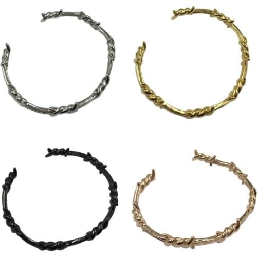 Personality Men Women Bangle Open Cuff Twist Thorns Wire Geometric Bracelet Bangles Barbed Jewelry