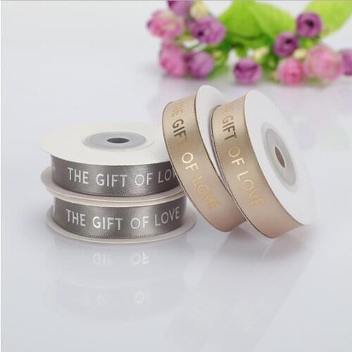 Hot 15MM 9M THE GIFT OF LOVE Printed Polyester Ribbon for Wedding Christmas Birthday Party Cake Decor DIY Card Gifts Wrapping
