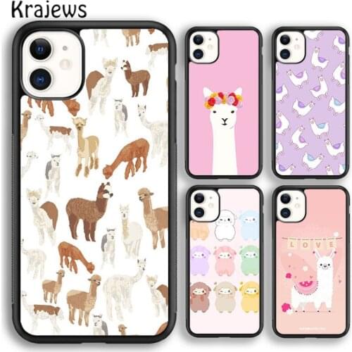 Krajews Cute Llama Alpaca Animals Cartoon Soft Phone Case Cover For iPhone 5 SE 6s 7 8 plus X XR XS 11 12 pro max Samsung S9 S10