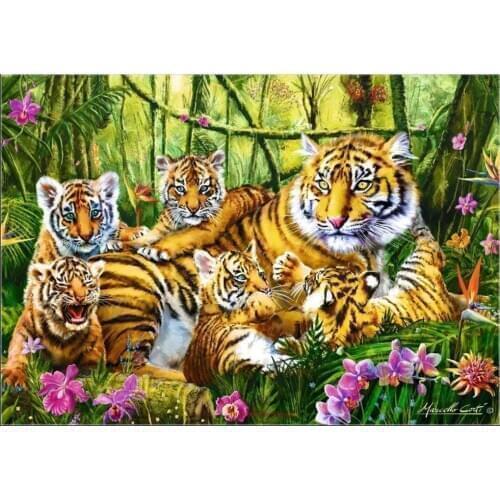 Tiger Family - Counted Cross Stitch Kits - DIY Handmade Needlework Embroidery 14 ct Cross Stitch Sets Xstitch