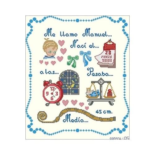 YIXIAO Counted Cross Stitch Kit Cross stitch RS cotton with cross stitch Magazine - baby birth certificate