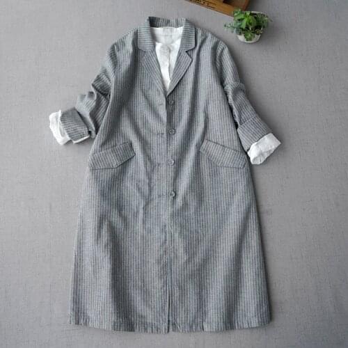 2021 autumn new womens cotton and lienn Trench loose coat 0816-2