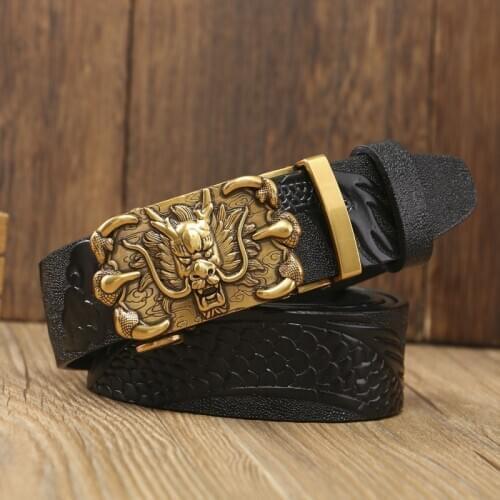 NEW Brand Dragon Design Real Leather Belt Mens Genuine Leather Belt Man Luxury Men Belts Alloy Automatic Buckle Wholesale Price