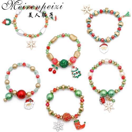 Santa Claus Dangle Bracelet Alloy Chain Dripping Christmas Tree Bracelets New Year Best Celebration Gift Fashion Jewelry Bangle