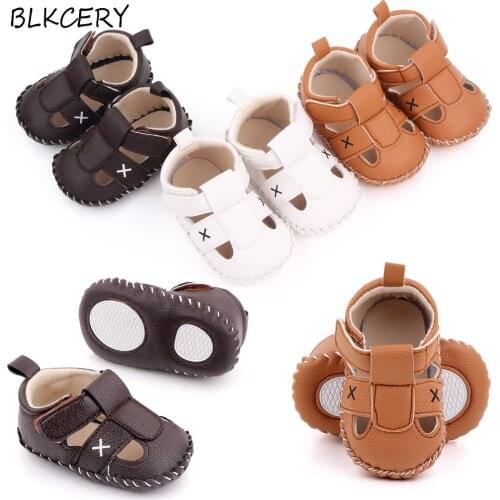 Fashion Brand Newborn Baby Shoes for Boy Sandalen Toddler Summer Shoes Infant Slippers 1 Year Old PU Leather Sandales Doll Gifts