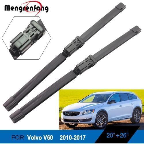 For Volvo V60 Car Front Windscreen Wiper Soft Rubber Wiper Blades Push Button Arms 2010 2011 2012 2013 2014 2015 2016 2017