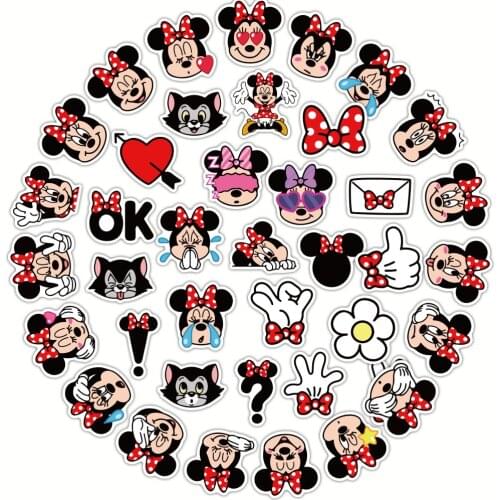40pcs Disney Mickey Mouse Minnie Stickers For Kids Cute Anime Stickers Luggage Notebook Scrapbooking Sticker