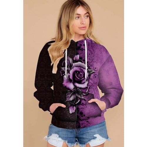 New Purple Rose Floral 3D Printed Hoodie Men Women Hoodies Streetwear Sweatshrit Oversized Pullovers Fashion Sexy Girls Clothing