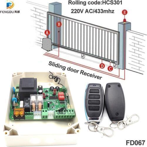 433mhz 220v rolling code universal sliding garage door receiver and transmitter(1PCS Receiver+2PCS Remote control)