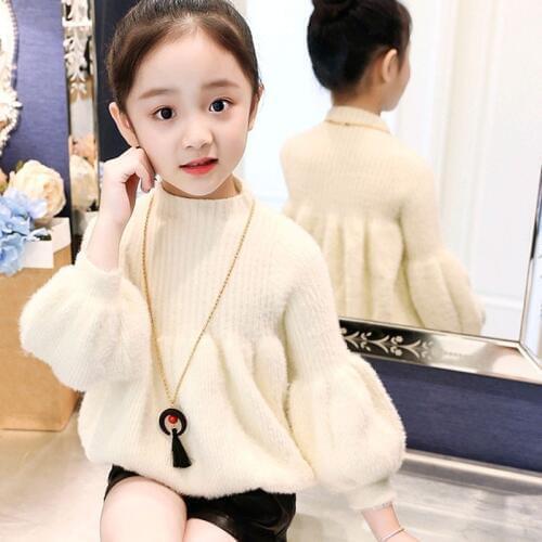 Christmas Lantern Sleeve Princess Baby Girls Sweater Winter Autumn Round Neck Thick Knitted Long Sleeves Knit Coats GirlsClothes
