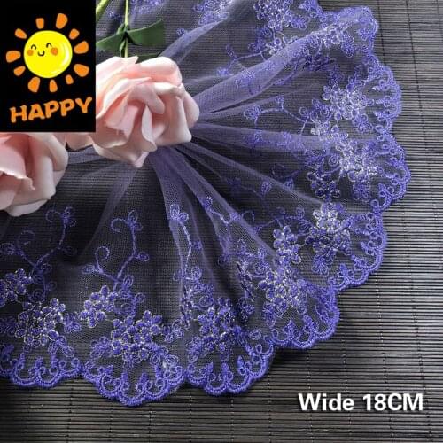 18CM Wide High Quality Purple Guipure Mesh Lace Fabric Embroidered Ribbons Clothing Wedding Dress Decoration Sewing Accessories