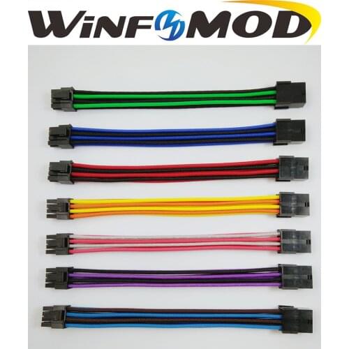 WinfMOD PCI-E 8PIN Female to Male 2+6Pin 18AWG PSU Extension Power Cord Cable with Red Blue Black Green Orange Sleeving