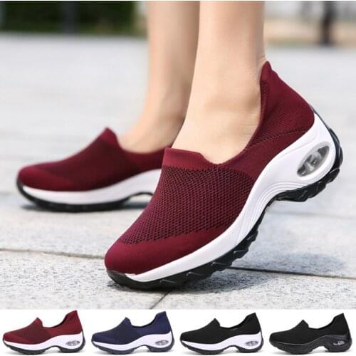 Women Chunky Sneakers Breathable Height Increasing Slip-on Walking Shoes Outdoor Casual Shoes