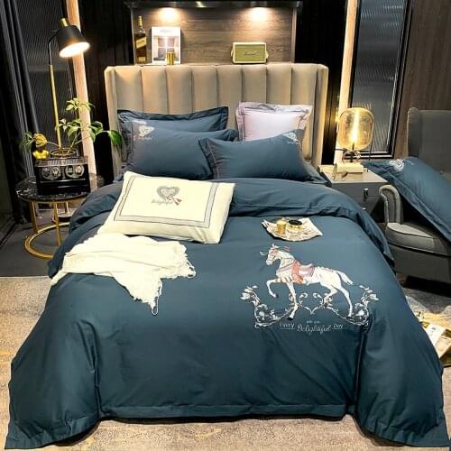 Bedding Set Sheet Duvet Cover Pillowcase Embroidery Home Cotton 4 Pcs Adult Egyptian Sheet, & Tribute Quality Western #sw