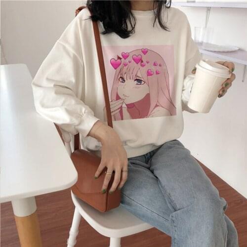 2020 Hoodies Harajuku Japanese Anime Cartoon Cute Sweatshirt Oversized Pullover White Top Kpop Streetwear Women Clothing Winter