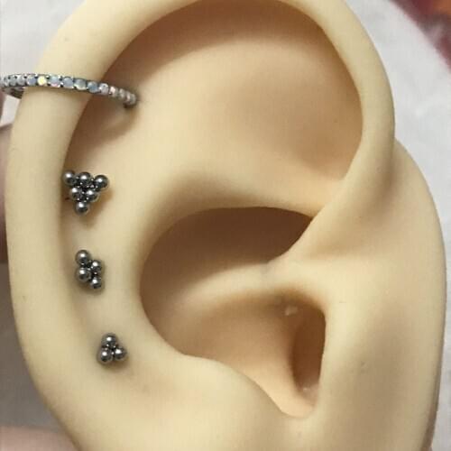 4pc/set 16G Opal Nose Piercing Ring Septum Clicker Bead Internal Thread Labret Piercing Jewelry Helix Piercing Ear Cartilage