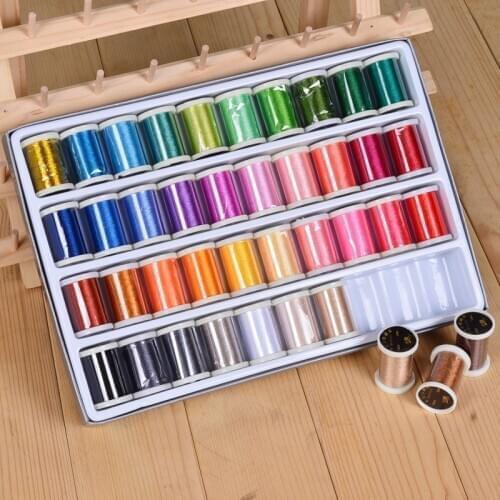 40 Colors Spool Cotton Silk Embroidery Knitting Thread Overlock Knit Yarn for Family Sewing Accessories