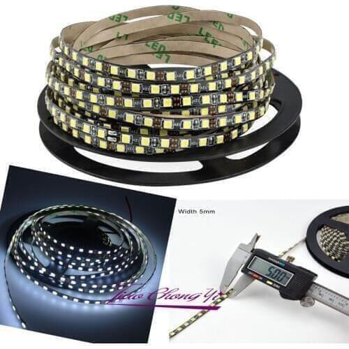 5mm Width 5M 2835 120led/M 600Leds cool white Flexible LED Strip 12V Black PCB