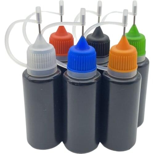 5pcs 15ml Empty Black Container PE Soft Vial Plastic Dropper Bottles With Metal Needle Screw Cap Jar