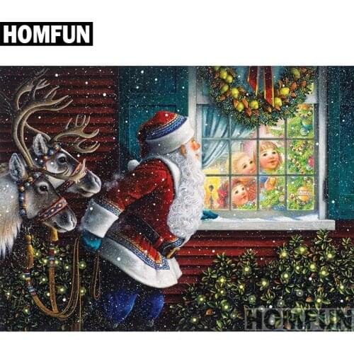 HOMFUN Full Square/Round Drill 5D DIY Diamond Painting "Christmas Gift" 3D Embroidery Cross Stitch 5D Home Decor A00865
