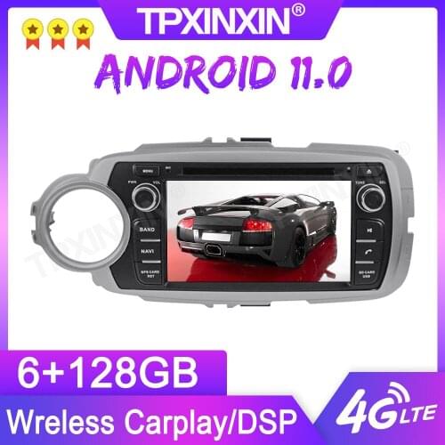 Android 11.0 6+128G For Toyota Yaris 2012-2015 GPS Car Multimedia Player Headunit Audio Radio Navigtion Tape Recorder