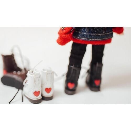 OB11 red-heart doll Martines boots fur shoes for OB11 1/12 BJD piccodo casual shoes doll accessories