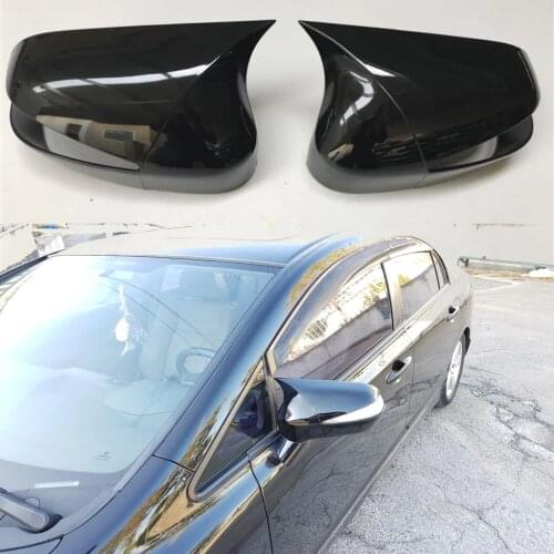 2 Pieces High Quality Abs Plastic Bat Style Mirror Covers Caps RearView Piano Black For Honda Civic 8th gen 2006-2012 FD6