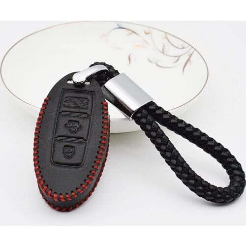 For Nissan Qashqai J11 Juke Tiida X-trail t32 Note SYLPHY LIVINA Car Key Protector Cover Case Genuine Leather Key Ring Smart Bag