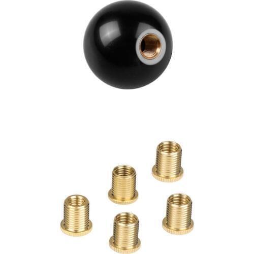 Black 8 Billiard Round M12*1.25 Car Gear Shift Knob and M10x1.5 Nuts Insert