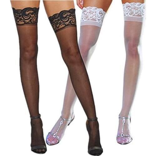 2021 Sexy Knee High Stockings Female Nylon Lace Thigh High Hosiery Calcetines Womens Underwear Transparent Elastic Stockings
