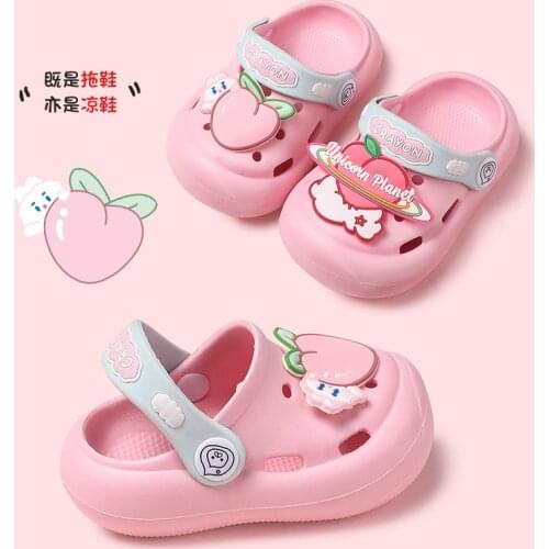 Childrens Hole Shoes 2021 Summer New Childrens Home Closed Toe Sandals Indoor Cute Cartoon Small and Medium Childrens Sandals
