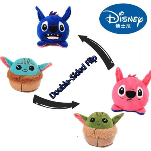 Disney Anime Star Wars Mandalorians Double-sided Flip Reversible Baby Yoda Doll Kawaii Pikachu Yoda Stitch Plushie Stuffed Toys