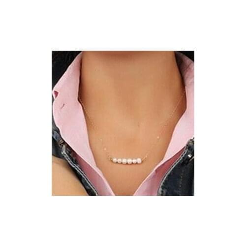 European and American fashion jewelry new personality temperament simple short word imitation pearl necklace