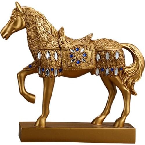 HEIGHT SILVER TROTTING HORSE FIGURINE ART SCULPTURE ANIMALS WAR HORSE STATUE RESIN ART&CRAFT LIVING ROOM DECOR L3279