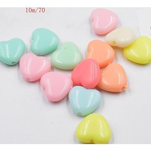 FLTMRH 10pcs 10mm Wholesale Mixed Color Acrylic charm Heart Spacer Beads For jewelry making DIY