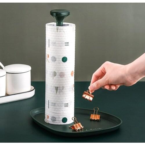 Creative Press Type Paper Towel Rack Lazy Rag Roll Paper Holder Kitchen Paper Cling Film Storage Tray Rack