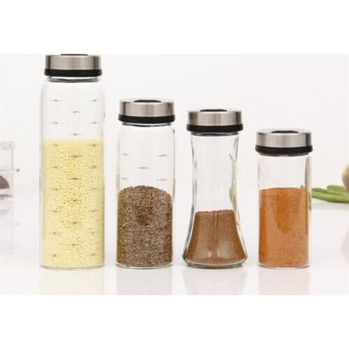 Creative Glass Seasoning Can Salt Sesame Solid Condiment Seal Bottle Pepper Shaker With Rotary Lid Spice Jar Kitchen Tools