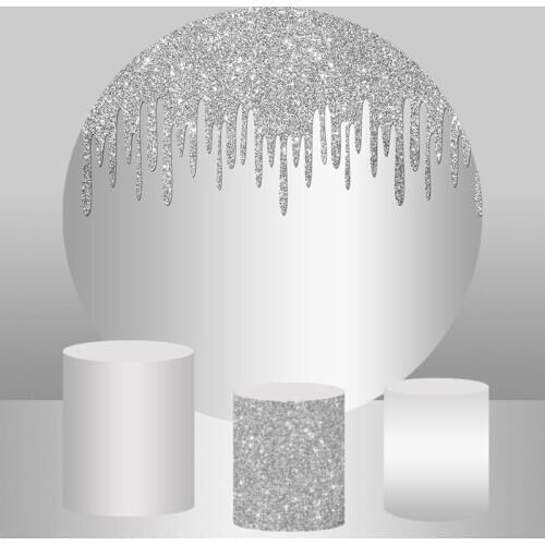 Round Backdrop Cover Glitter Sliver Wedding Child Birthday Party Photocall Photobooth Bokeh Bridal Shower Photo Studio Banner