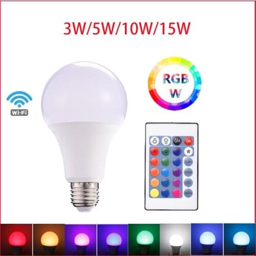 Led RGB Color Changing Lamp E27 Dimmable Led Light Led RGBW Magic Bulb 3W 5W 10W 15W Home Party Decor Lighting Spot Lampa