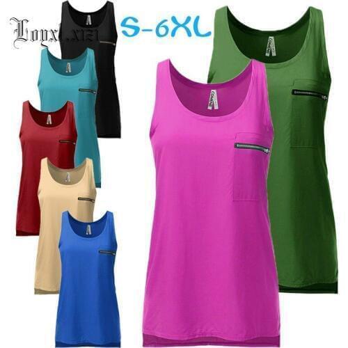 Summer hot sell explosion pocket pure Chiffon sleeveless T-Shirt Large Size women vest LQ0073
