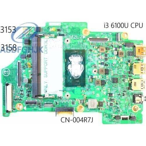 Laptop Motherboard 04R7J 004R7J CN-004R7J FOR Dell FOR Inspiron 3153 3158 Motherboard 14296-1 DDR3L i3-6100U 2.3 GHz 100% Test