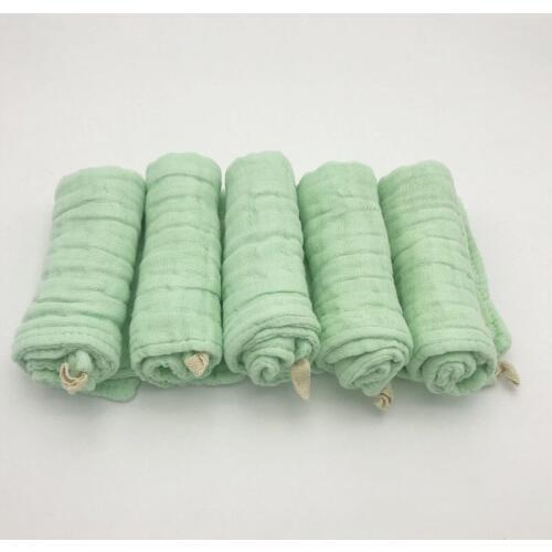 5PCS/ Set Baby Muslin Washcloths Natural 100%Cotton Baby Wipes Soft Newborn Baby Face Towel Size 12x12 Inch Multicolors